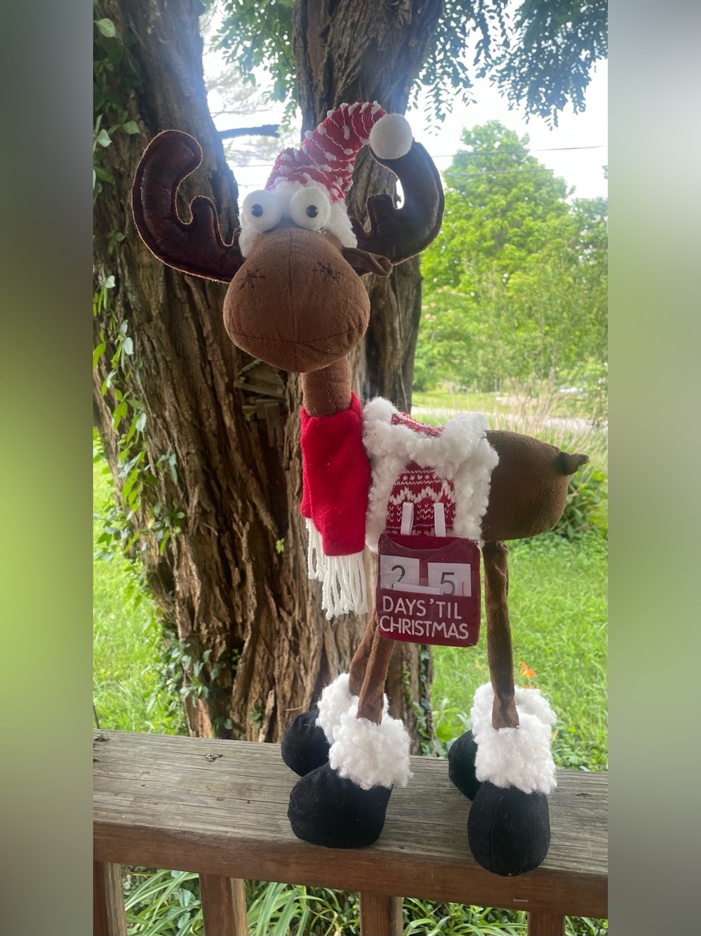 Holiday Reindeer/Moose Countdown Plush - Red Scarf Large Standing